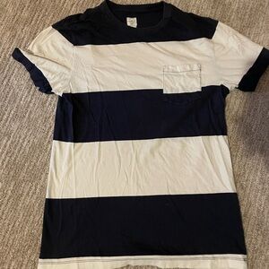 J. Crew Dark Blue And White Stripe Slim Fit Tee
